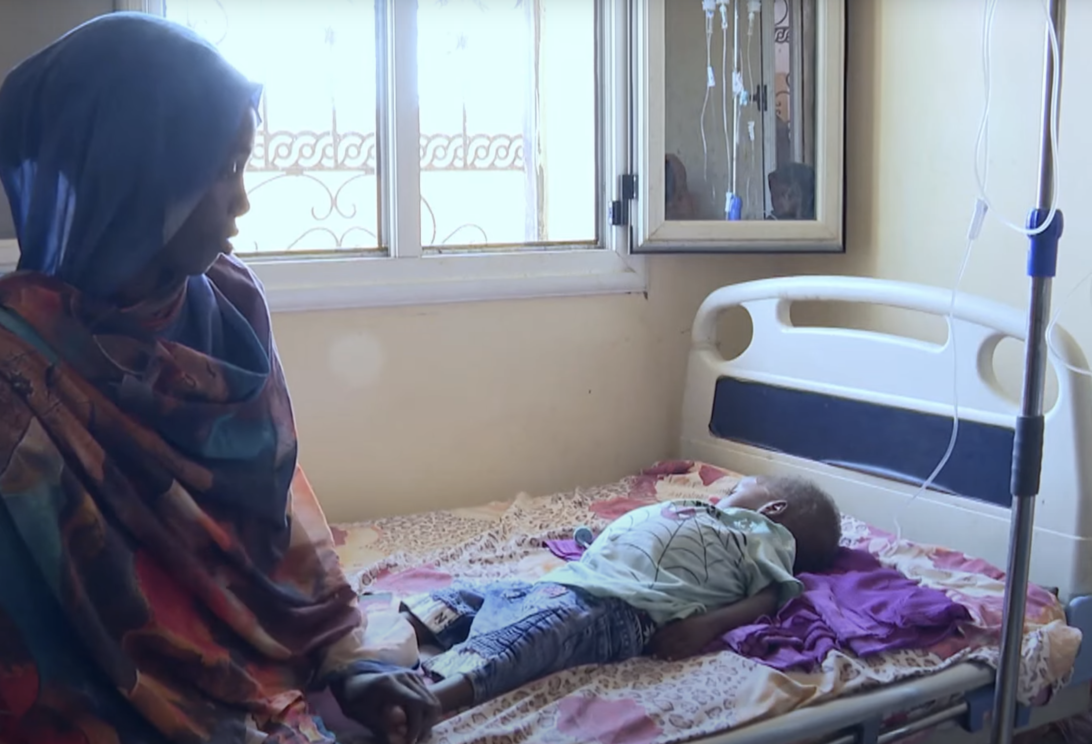 Alsuna Issa brought her son Jaber to the hospital after he suffered fever and diarrhoea for days and she couldn’t find a functioning hospital near her home 